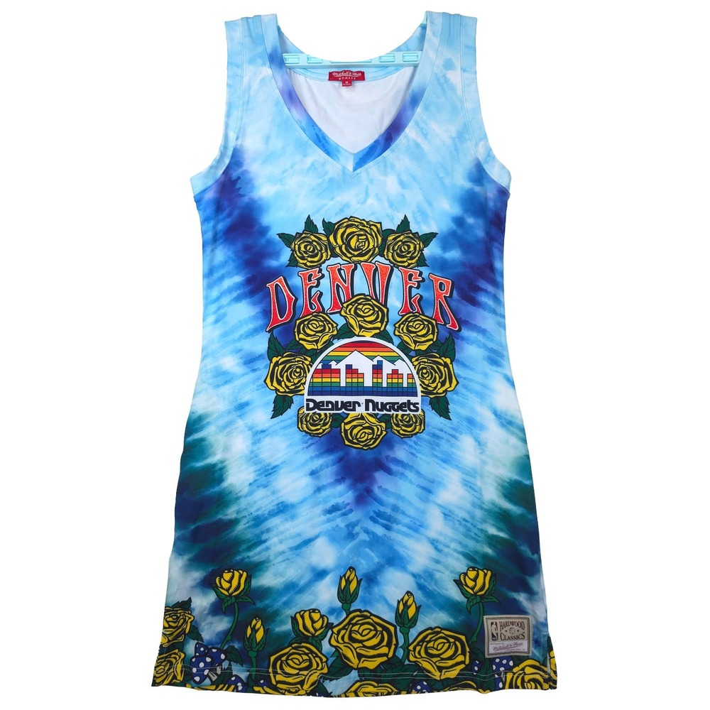 Denver Nuggets Mitchell & Ness NBA Womens Medium Dress Tie Dye Psychedelic New